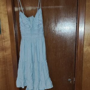Love Tree Powder Blue Lace Bodice Midi Dress
